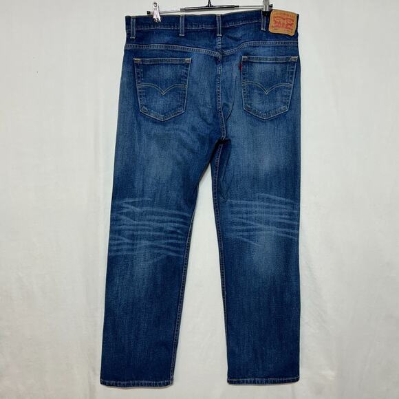 Levis 569 Jeans Mens 38x32 Blue Dark Wash Straight Leg Stretch Workwear Denim - Picture 3 of 9